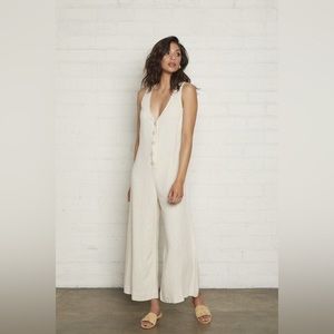 Rachel Pally Jumpsuit Linen Blend Button Front Overalls